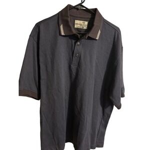 Docker Mens Shirt L‎ Blue  KhakiWare Polo Short Sleeve Button Pullover Slit